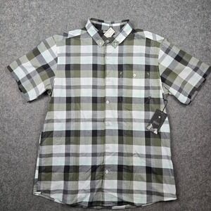 Mountain Hardwear Shirt Mens L Green Big Cottonwood Plaid Short Sleeve Hiking